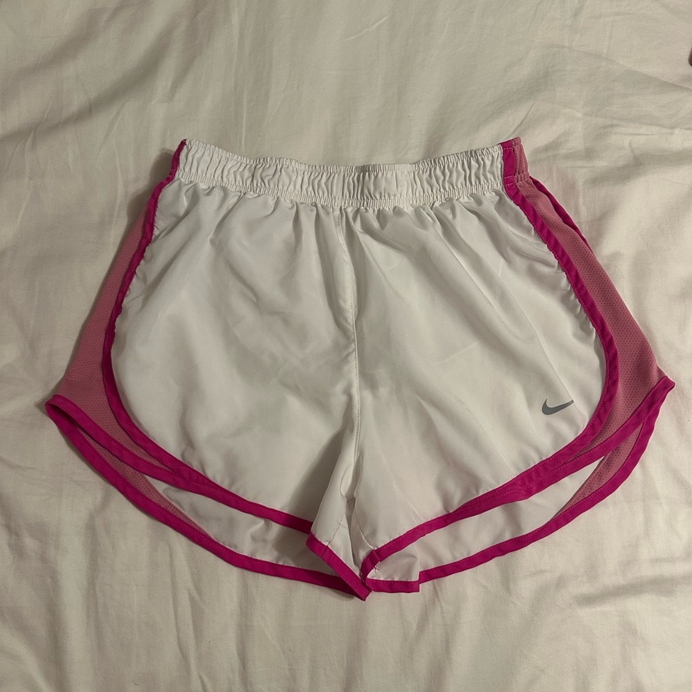 Nike Women's Athletic Shorts in White and Pink